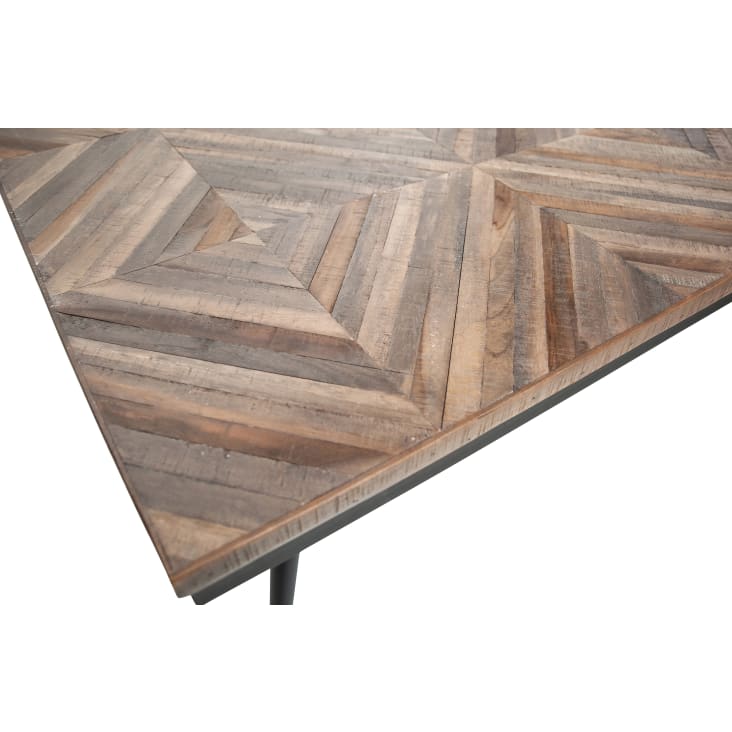 Table à manger en bois de teck recyclé et métal 180x90cm naturel-Rhombic cropped-8