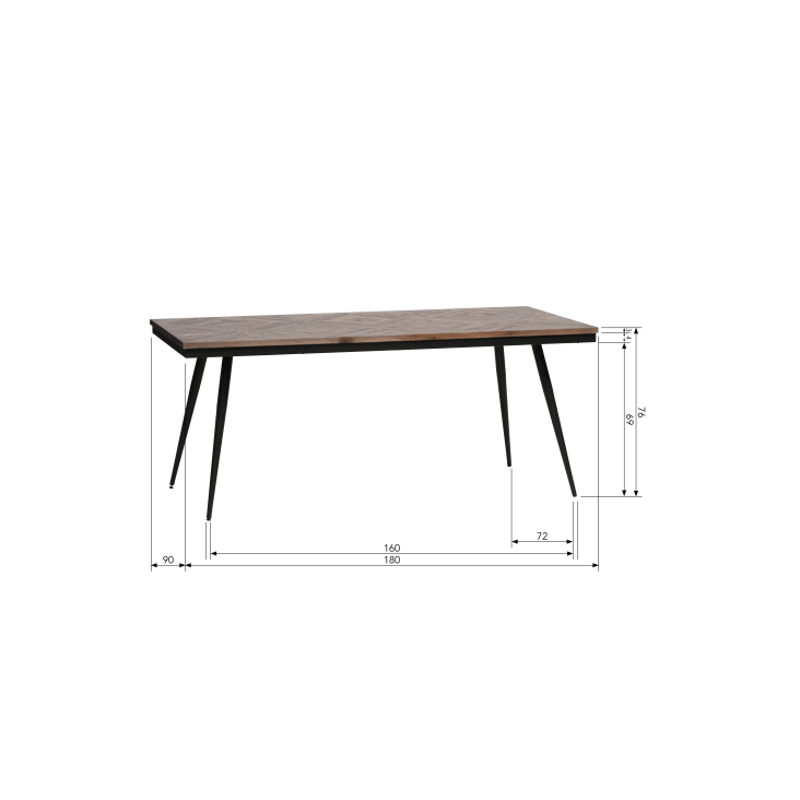 Table à manger en bois de teck recyclé et métal 180x90cm naturel-Rhombic cropped-9