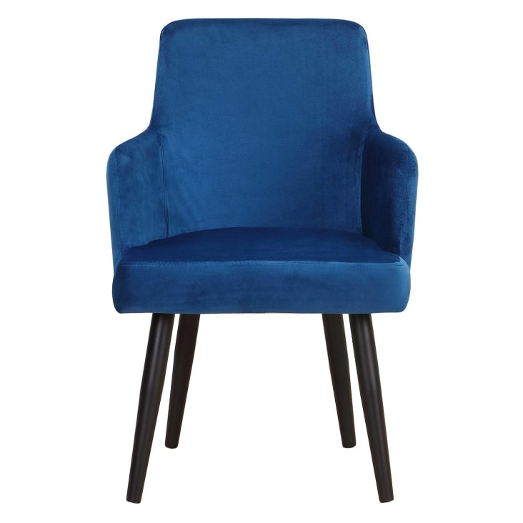 Lot de 2 fauteuils de table en velours bleu-NEIVA cropped-2