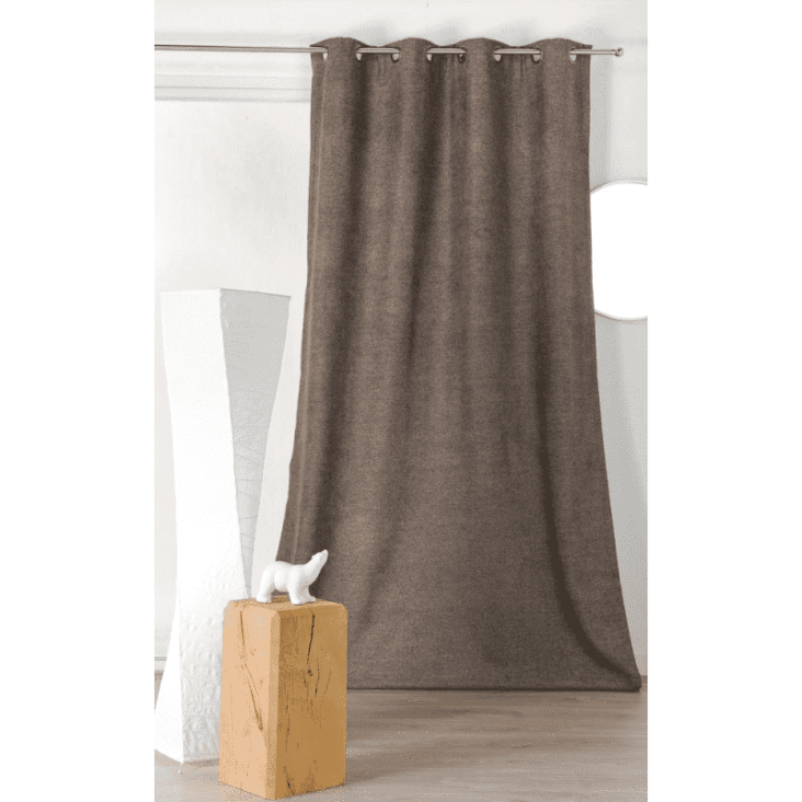 Rideau obscurcissant aspect laine chinée polyester marron 250 x 140