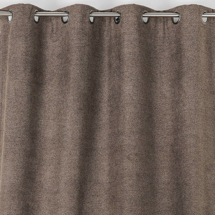 Rideau obscurcissant aspect laine chinée polyester marron 250 x 140 cropped-2