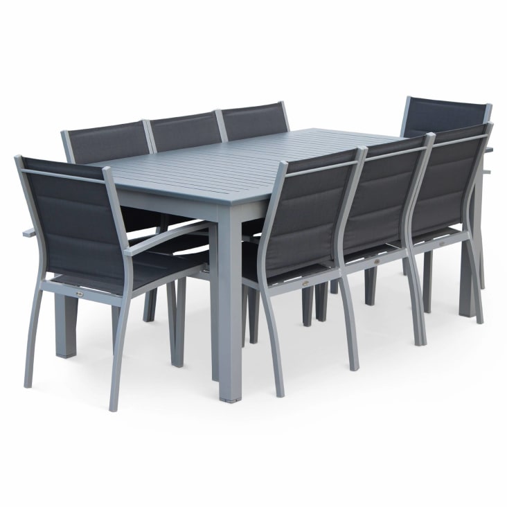 Ensemble table extensible et chaises 8 places anthracite-Chicago cropped-3
