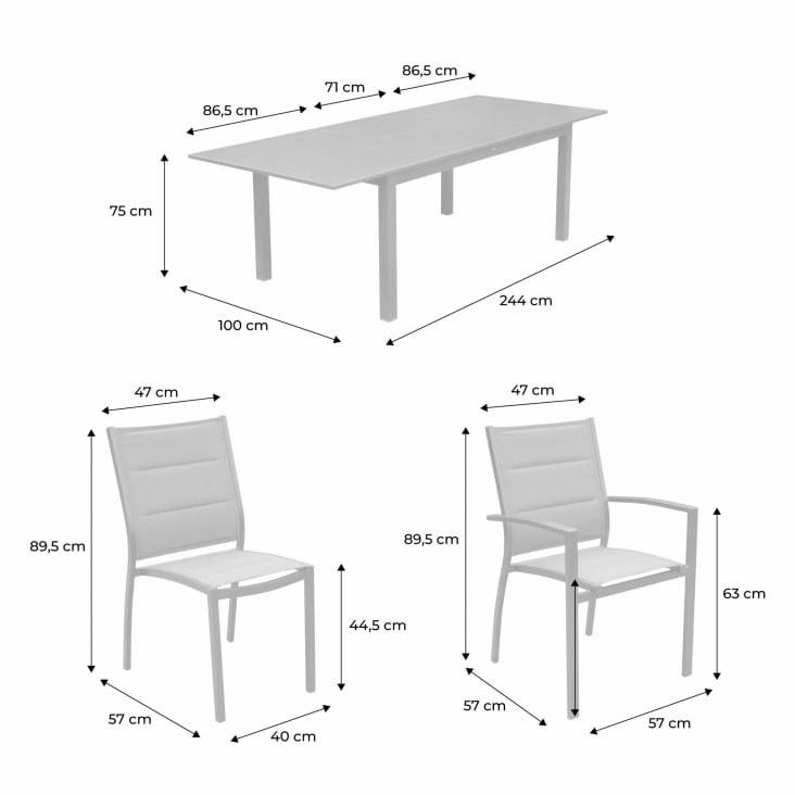 Ensemble table extensible et chaises 8 places anthracite-Chicago cropped-6