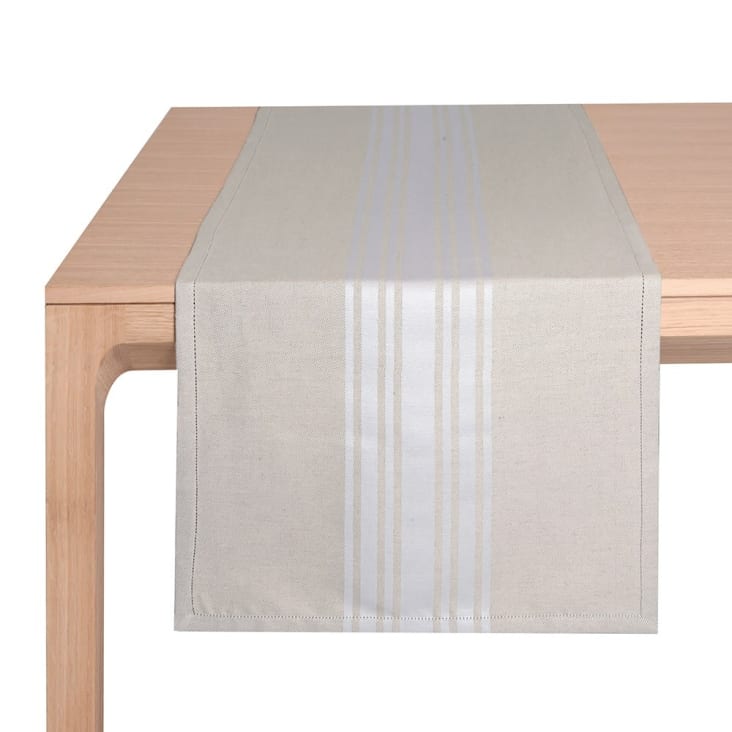 Chemin de table coton et lin Beige 50x155 cm-SAINT-JEAN-DE-LUZ cropped-2