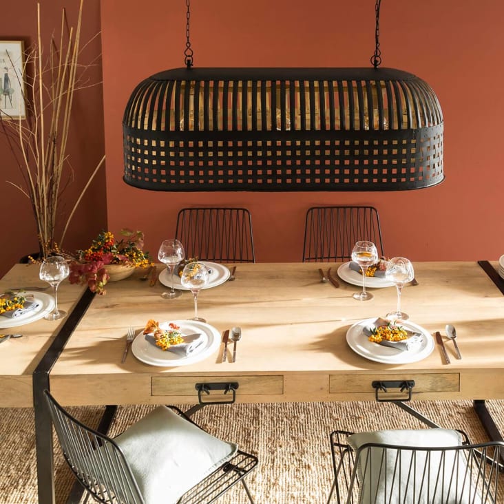 Table à manger en bois marron 180 cm-New york cropped-4