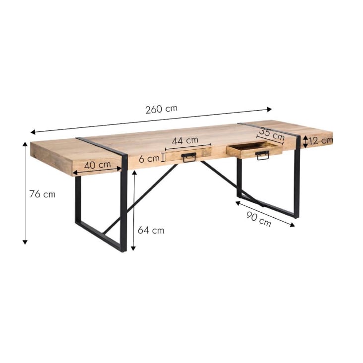 Table à manger en bois marron 180 cm-New york cropped-9