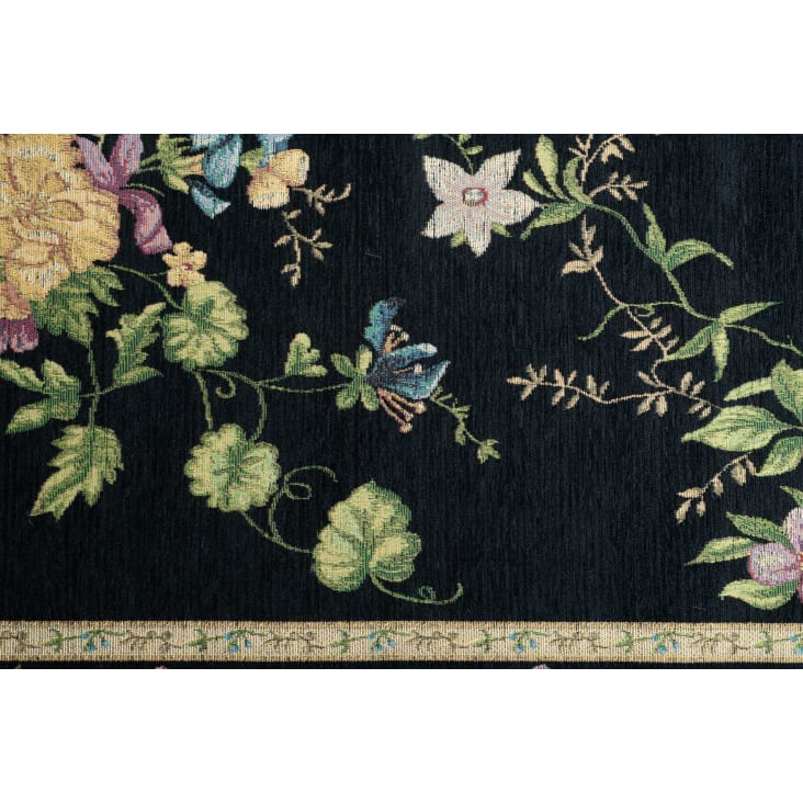 Tapis floral tissé plat - noir 160x230 cm-FLOMI cropped-4