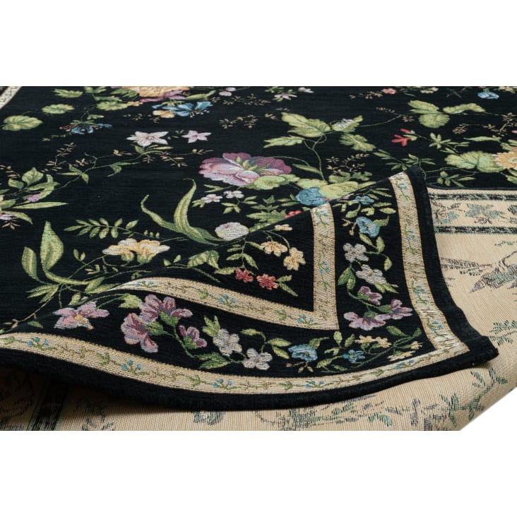 Tapis floral tissé plat - Noir 120x170 cm-FLOMI cropped-6