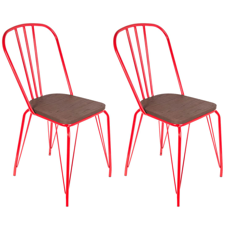Lot  de 2 chaises métalliques rouges-Scarlet