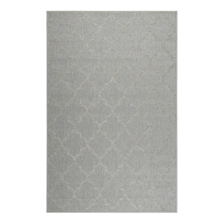 Tapis extérieur gris motif oriental beige pour entrée, jardin 170x120-Gleamy