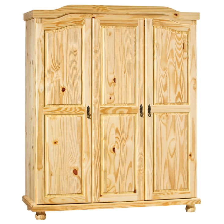 Armoire  3 portes + penderie bois massif naturel-Oliver