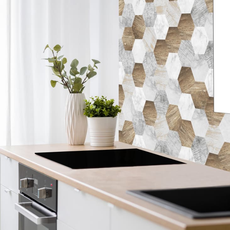 Panel de pared - salpicadero de cocina l90cm×a70cm ZELLIGE BEIGE