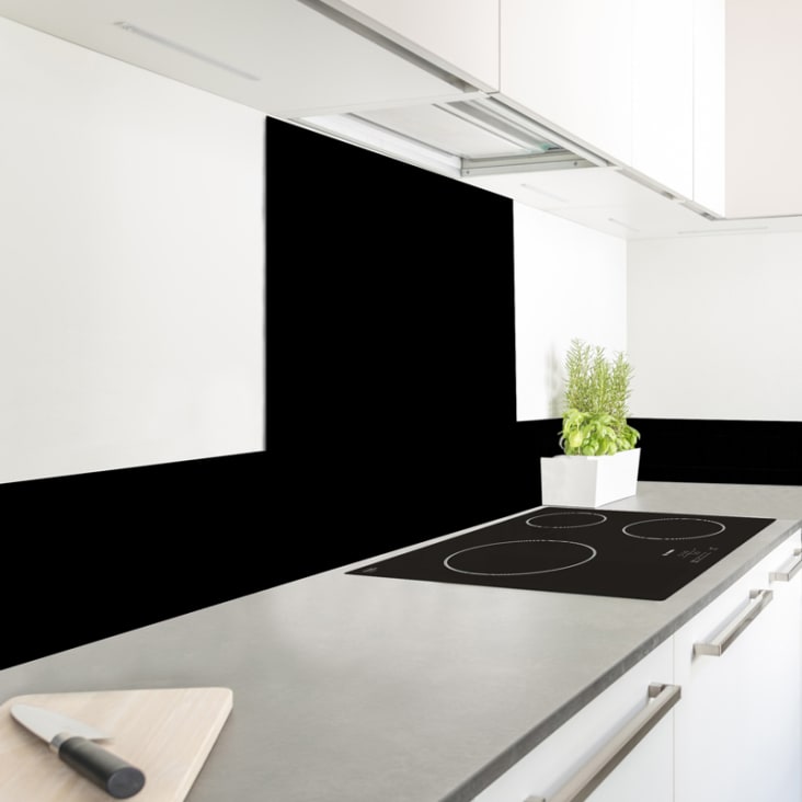 Paraschizzi cucina, in alluminio : L 60cm x H 70cm - Nero TOTAL BLACK