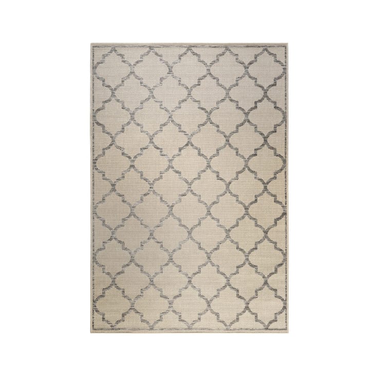 Tapis exterieur beige motif oriental gris 225x160-Gleamy