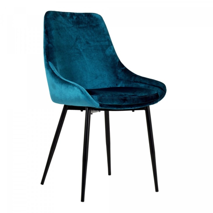 Lot de 2 chaises en velours style moderne bleu ciel-Zaipo cropped-4