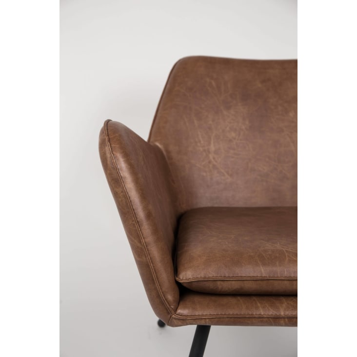 Fauteuil de salon aspect cuir vintage marron-ALABAMA cropped-4
