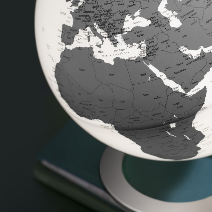 Globe terrestre de design 25 cm  lumineux  textes en anglais-IGLOBE CHARCOAL cropped-2