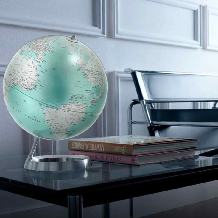 Globe terrestre de design 30 cm lumineux textes en anglais FC REFLECTION