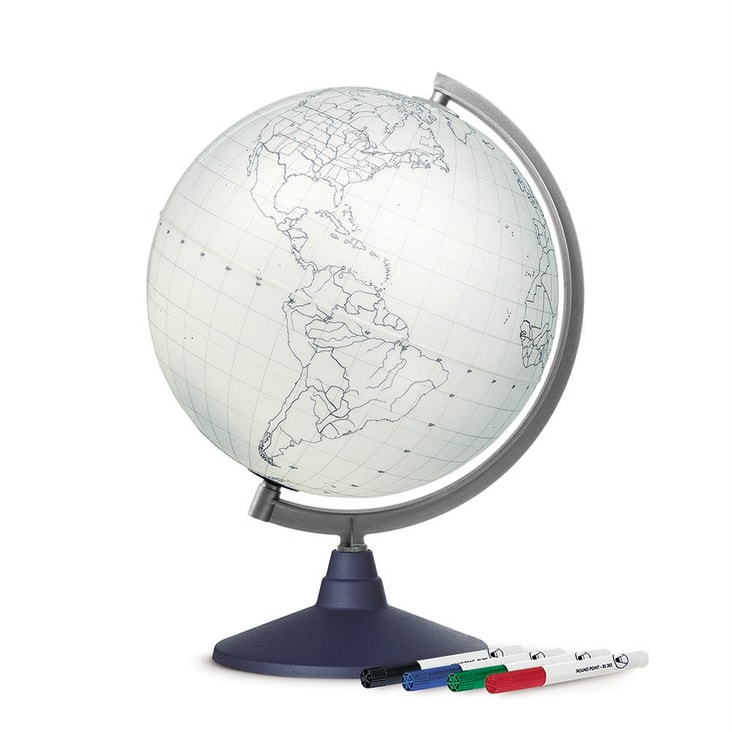 Globe terrestre 30 cm  cartographie muette-BLANK