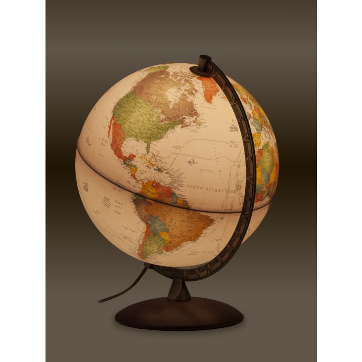 Globe terrestre 30 cm antique lumineux textes en français