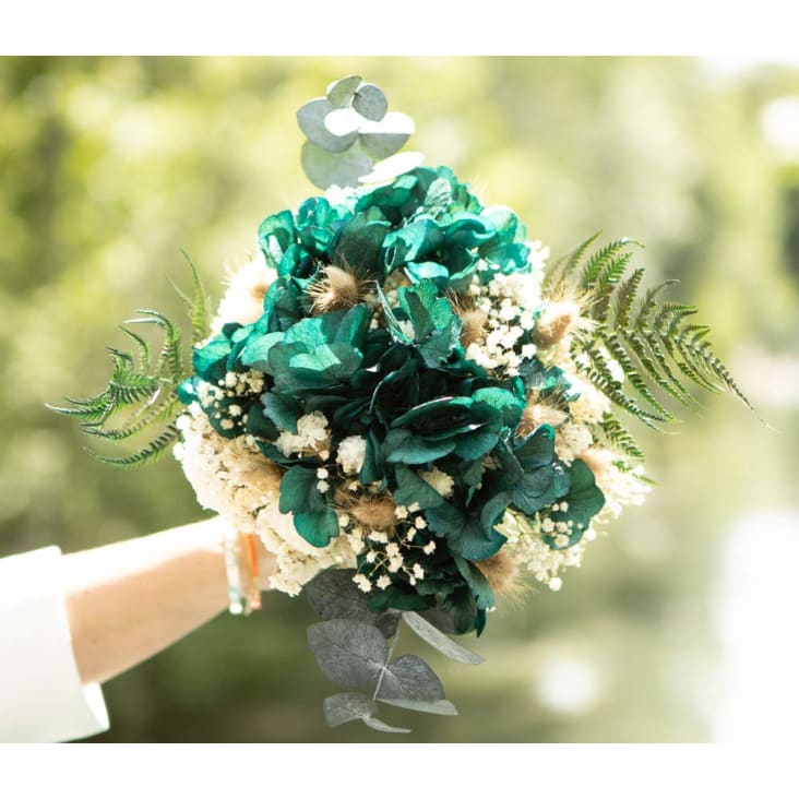 Bouquet de fleurs séchées à base d'hortensia vert cropped-2