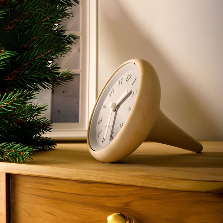 Horloge de table en bois et béton-TOUPIE cropped-2