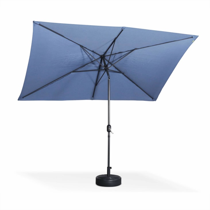 Parasol droit 2x3m rectangulaire en aluminium bleu grisé-Touquet cropped-4