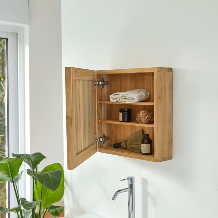 Armario de baño de pared madera maciza de teca 45x30x70 cm
