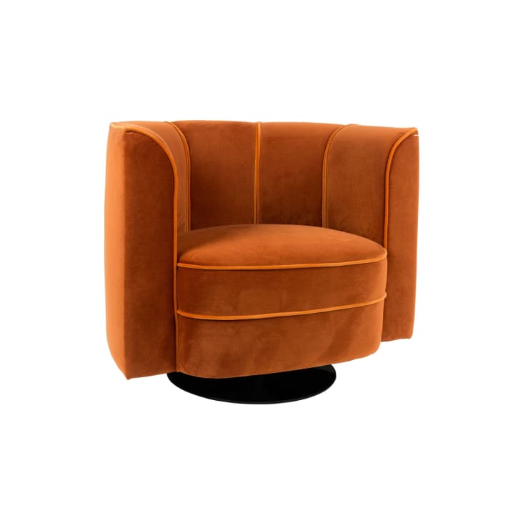 Fauteuil lounge en velours orange-Fleur