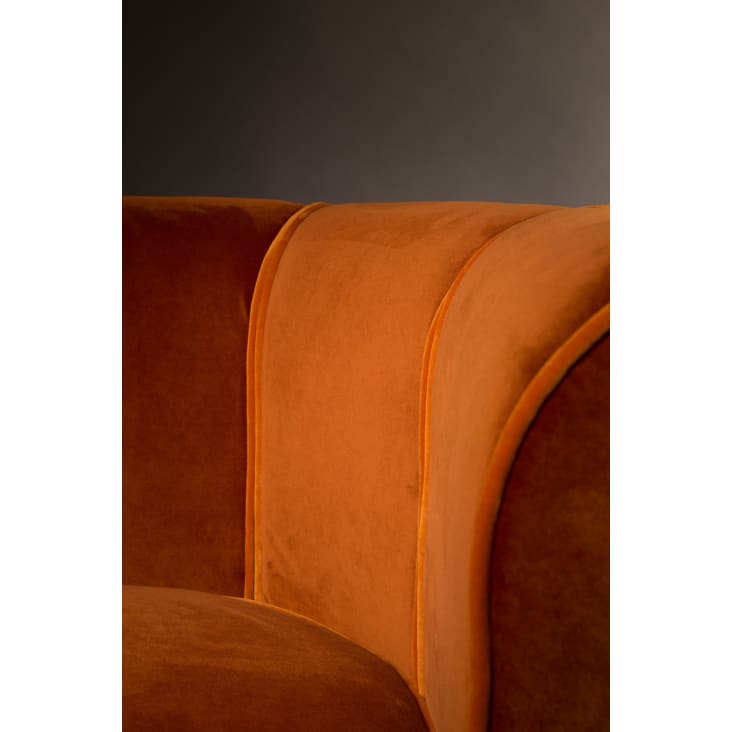 Fauteuil lounge en velours orange-Fleur cropped-6