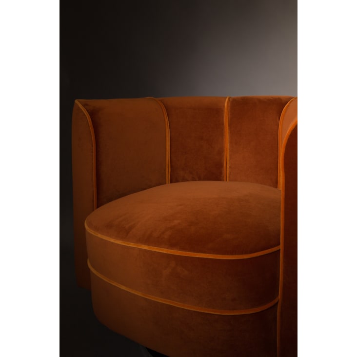 Fauteuil lounge en velours orange-Fleur cropped-7
