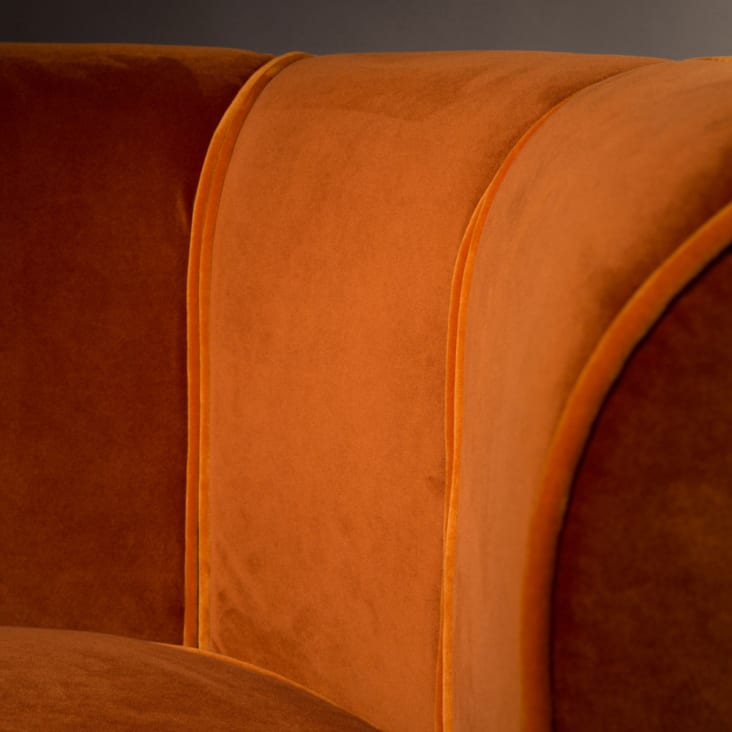Fauteuil lounge en velours orange-Fleur cropped-9