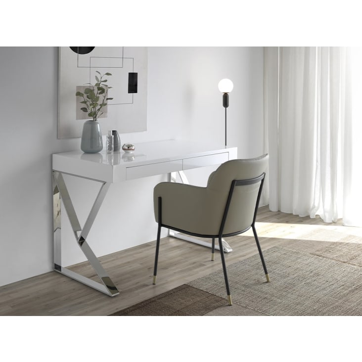 Scrivania Decorativa Metaltex - Design Moderno In Metallo Bianco - Foto 6