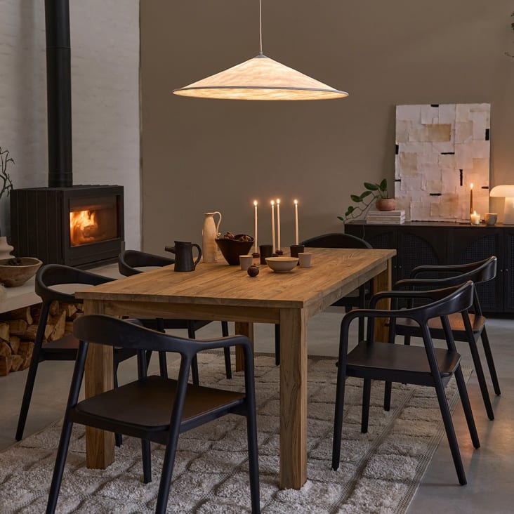 Table extensible en bois de teck recyclé carrée 12 personnes CARGO,  mobilier de salle à manger