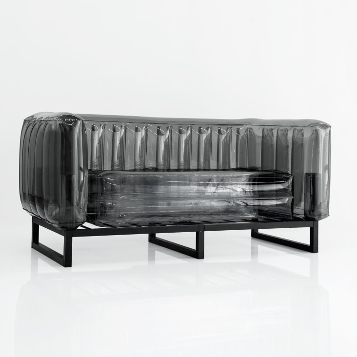 Canapé cadre aluminium assise thermoplastique noir crystal-YOMI EKO