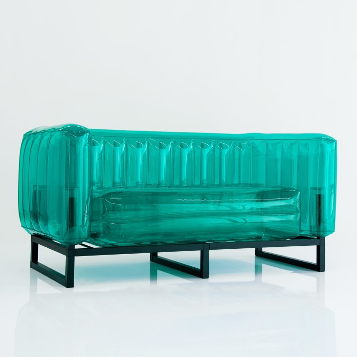 Canapé cadre aluminium assise thermoplastique vert crystal-YOMI EKO