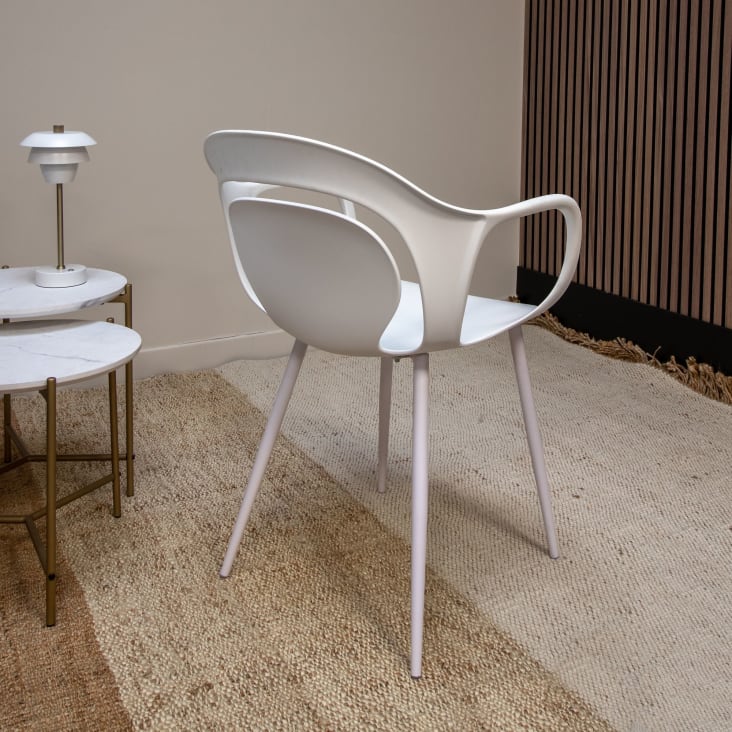 Lot de 4 fauteuils de table en polypropylène blanc mat-Alan cropped-3