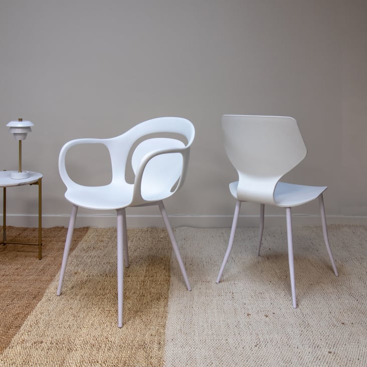 Lot de 4 fauteuils de table en polypropylène blanc mat-Alan cropped-5