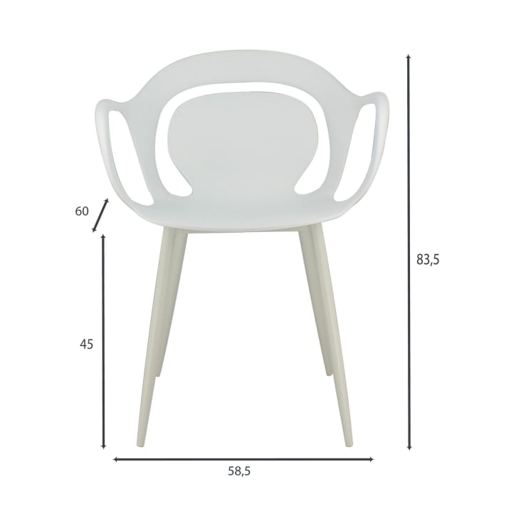 Lot de 4 fauteuils de table en polypropylène blanc mat-Alan cropped-6