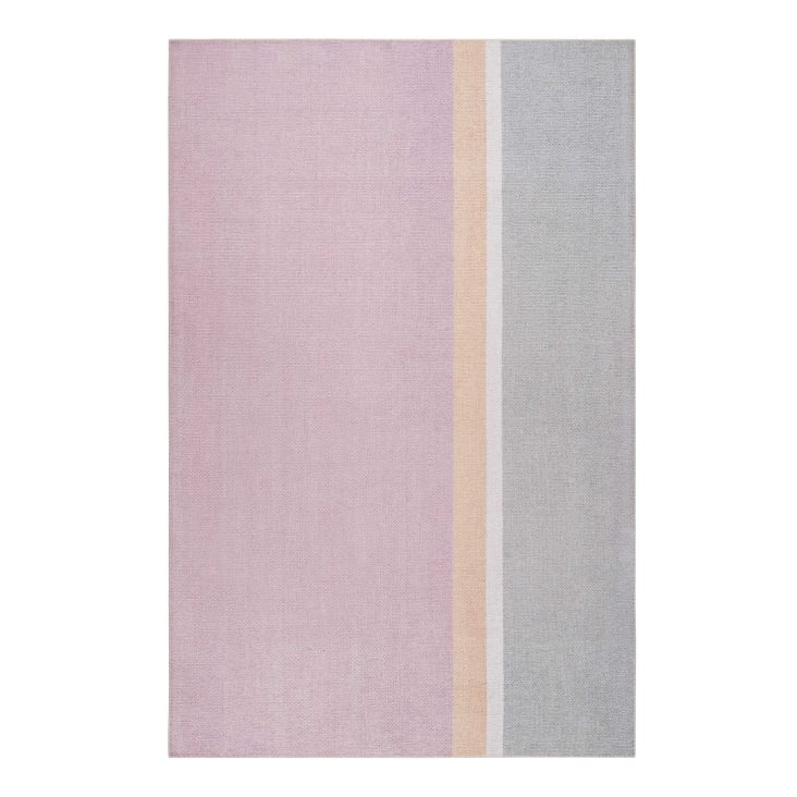 Tapis plat graphique rose et gris coton pour chambre, salon 130x190-Salt river