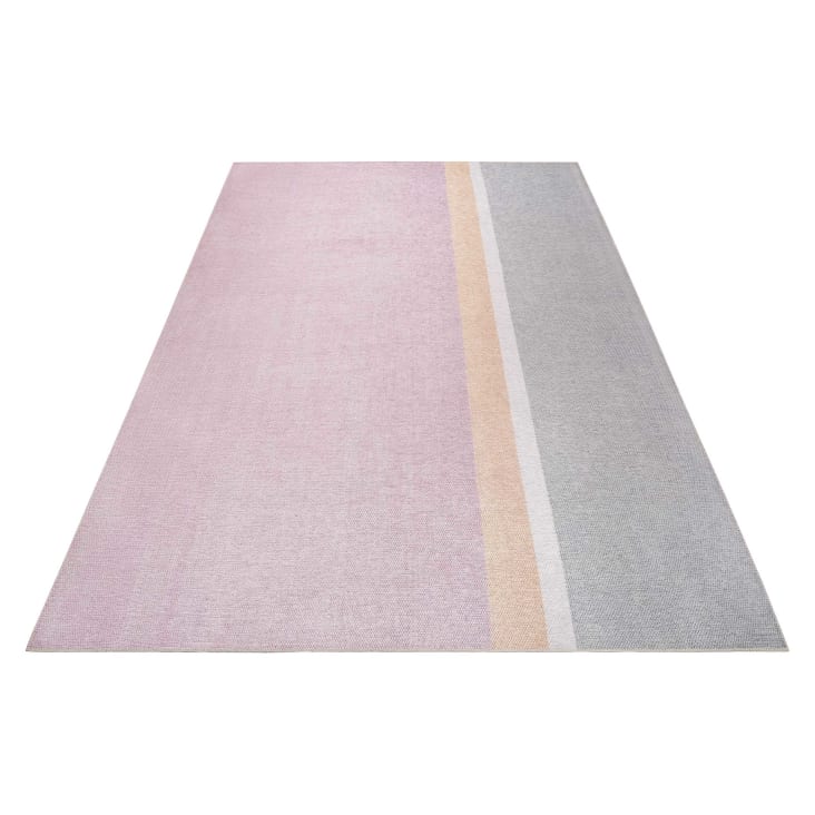 Tapis plat graphique rose et gris coton pour chambre, salon 130x190-Salt river cropped-7