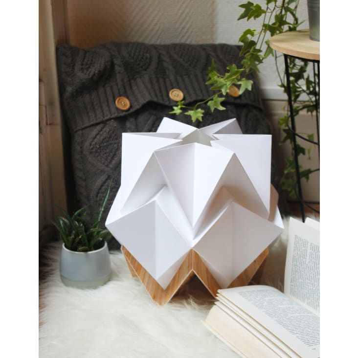 Lampe de table origami ecowood et papier taille M-HIKARI cropped-2