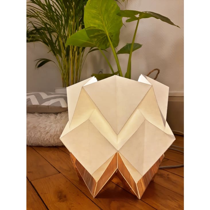 Lampe de table origami ecowood et papier taille M-HIKARI cropped-5