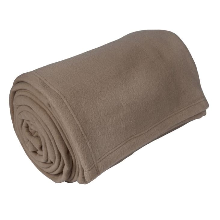 Couverture polyester taupe 180x220 cm-Teddy