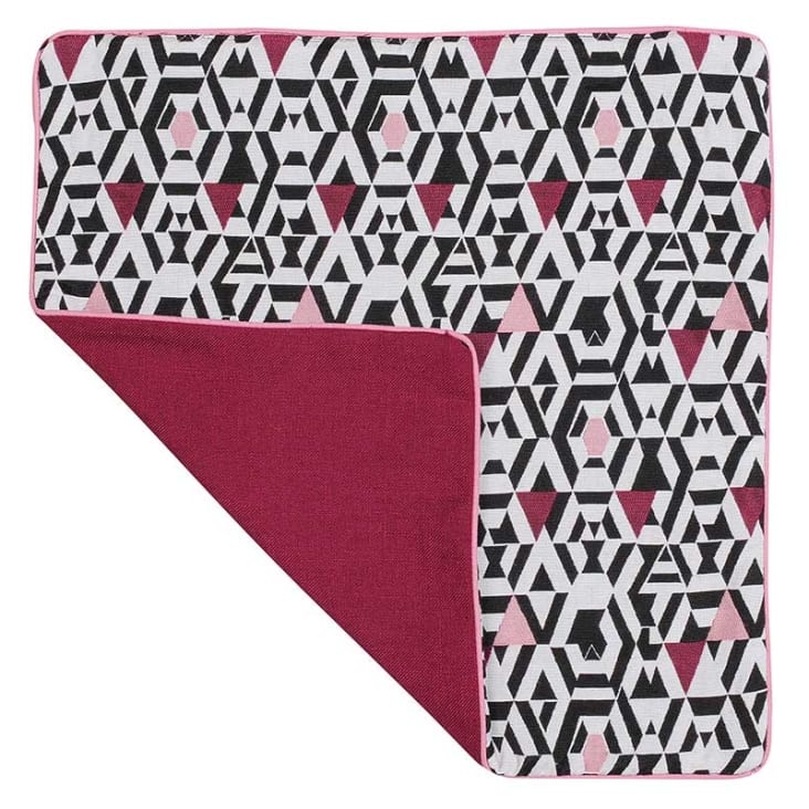 Housse de coussin motifs géométriques polyester/coton bordeaux 40x40-KIM