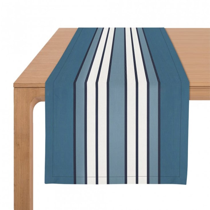 Chemin de table coton Bleu 50x155 cm-ESPELETTE cropped-2