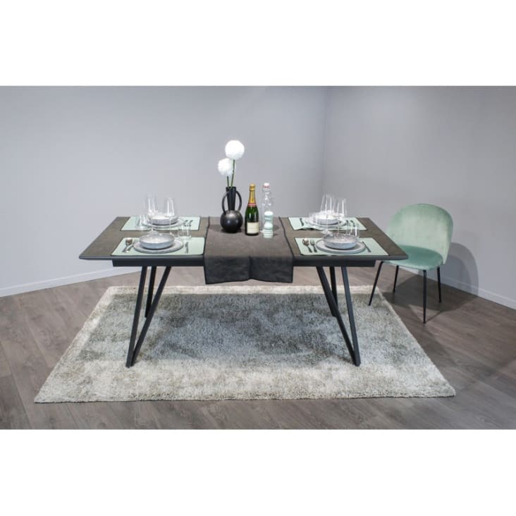 Table à manger ronde marbre noir argent RUBY -Table/Chaise Design
