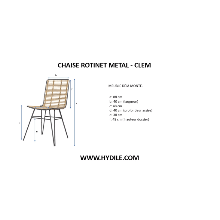 Chaise de salon en rotin et métal 88x40x40-Clem cropped-5