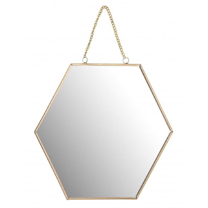 Miroir doré suspendu avec chaînette 30x26-ALVÉOLE