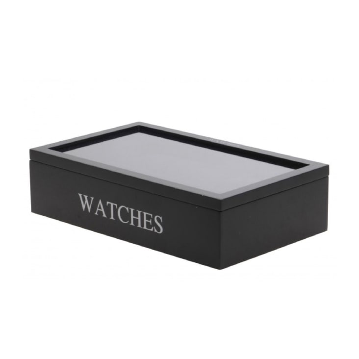 Coffret de rangement pour 12 montres en bois noir 34,2x20,4cm cropped-2
